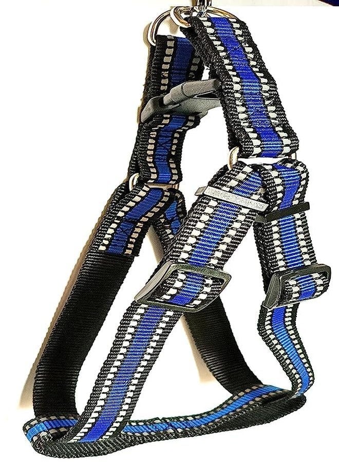 RoverPets Reflective Nylon Dog Harness & Leash Set | 0.75 Inch Adjustable Strap with Stainless Steel Hook | Durable Outdoor Walking Gear for Puppies & Dogs (Blue) - Image 3